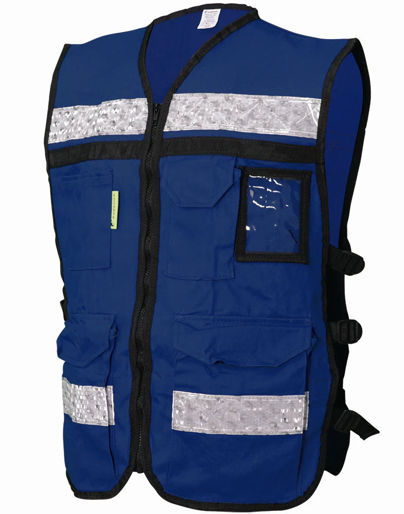 CHALECO RESCATISTA DE GABARDINA ABIERTO AZUL